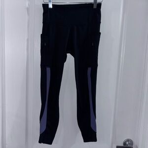 Athleta Black Leggings with Gray Stitching